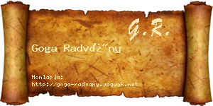 Goga Radvány névjegykártya